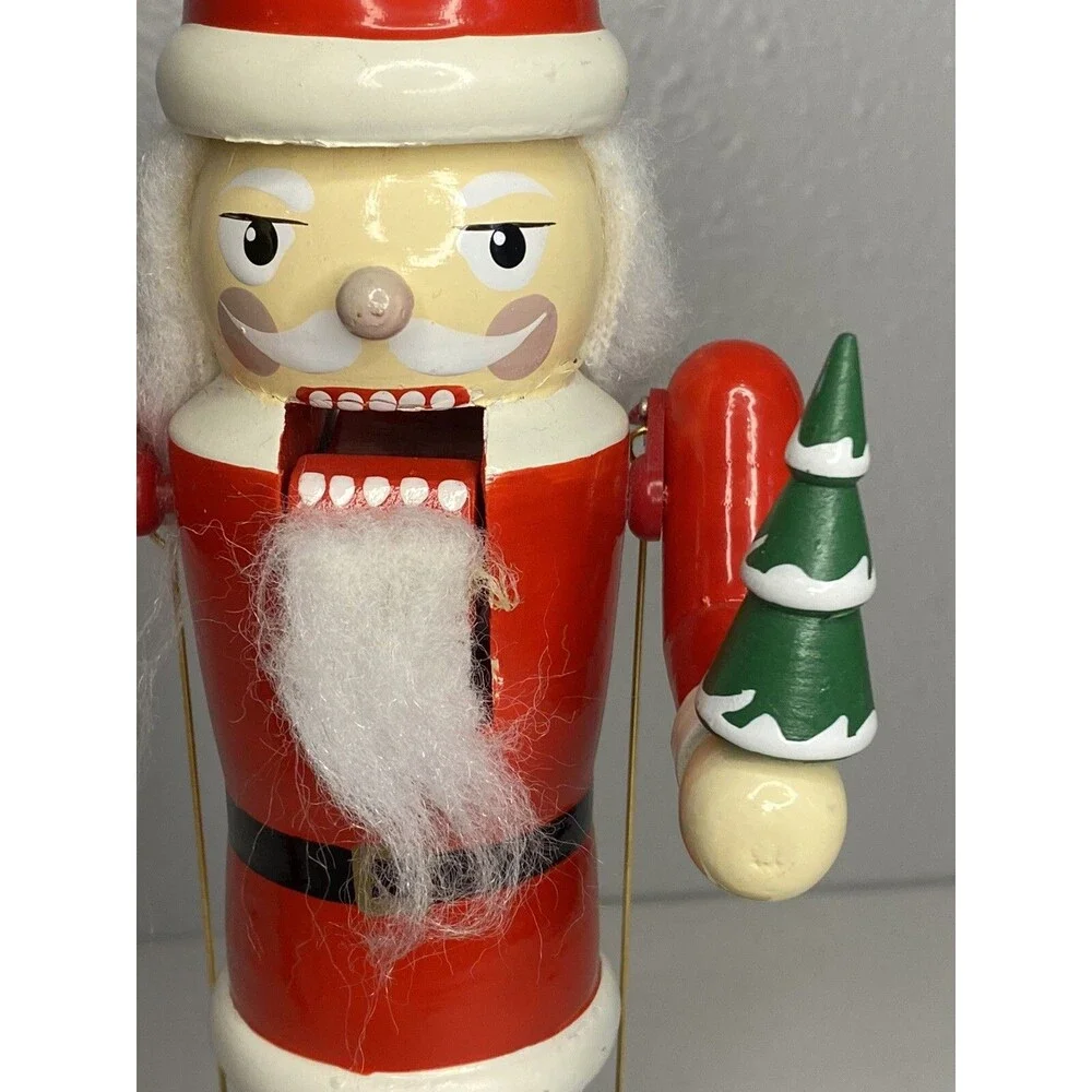 Nutcracker Music Box Christmas Santa Holiday Musical ARMS & MOUTH MOVE 11” Gift